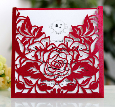 25 tk Laserlõigatud lille tasku ruut pulmakutsete kaart Kohanda õnnitluskaart Mariage sünnipäeva ristimispeo tarvikud