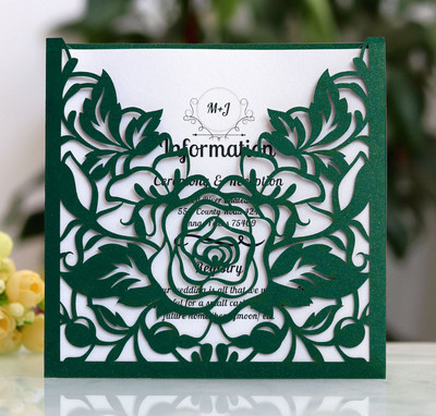 25 tk Laserlõigatud lille tasku ruut pulmakutsete kaart Kohanda õnnitluskaart Mariage sünnipäeva ristimispeo tarvikud