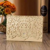 10 τεμ. Χρυσό Laser Cut Προσκλητήρια Γάμου Κομψοί διαμάντι φάκελοι ευχετήριες κάρτες Μπομπονιέρα γάμου Διακοσμήσεις για πάρτι γενεθλίων