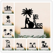 Rannateemaline pulmakaunistus Merineitsi ja kapten, pruut ja peigmees, härra ja proua pulmakoogi torditarvik, aastapäev