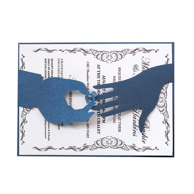 25Gb Radoši dimanta gredzeni kāzu ielūgumi ar pērļu papīru ar lāzergrieztu ielūgumu apsveikuma kartiņas bērnu dušas pateicības kartītes