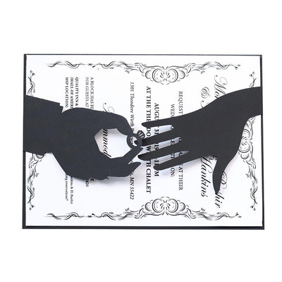 25Gb Radoši dimanta gredzeni kāzu ielūgumi ar pērļu papīru ar lāzergrieztu ielūgumu apsveikuma kartiņas bērnu dušas pateicības kartītes