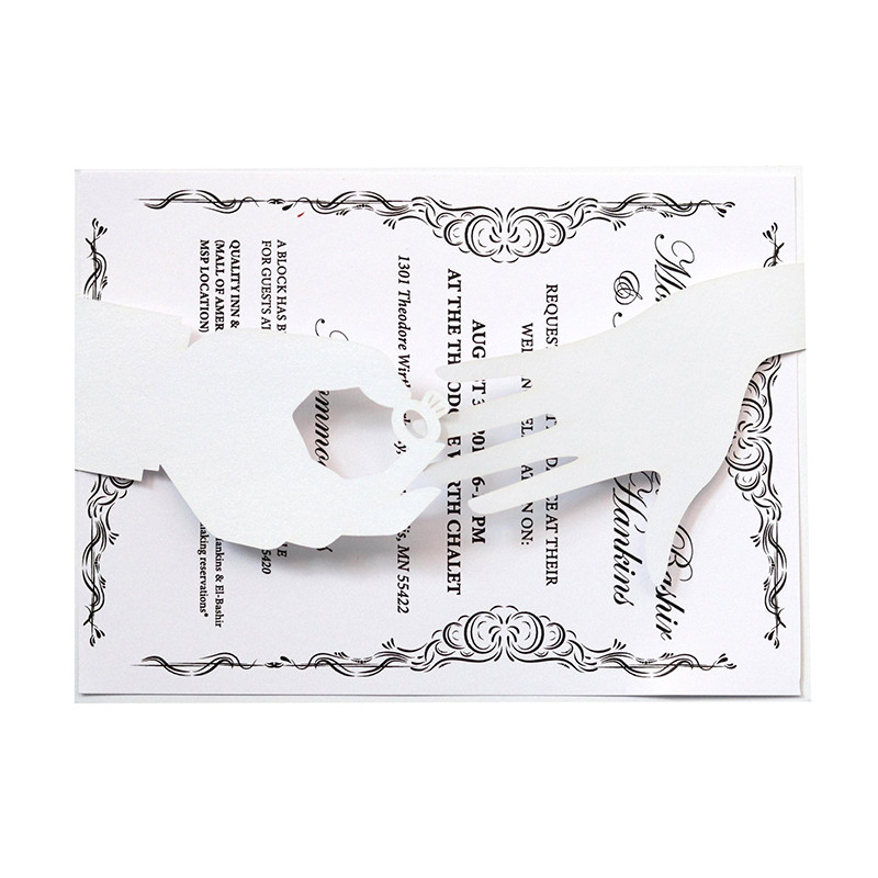 25Gb Radoši dimanta gredzeni kāzu ielūgumi ar pērļu papīru ar lāzergrieztu ielūgumu apsveikuma kartiņas bērnu dušas pateicības kartītes