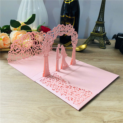 1 Euroopa stiilis laserlõikamise pulmakutse 3D loominguline pulmakutse sünnipäeva pulmapeo õnnitluskaart