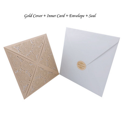 1 tk Laser Cut Luksuslik Flora Pulma Kutsekaart Paber Elegantne Pits Favor ümbrikud Prindi pulmadekoratsiooni peotarbed