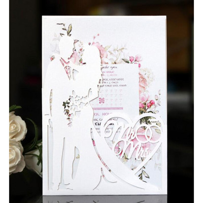 1 τεμ. Κομψό Προσκλητήριο γάμου με λέιζερ κοπή για νύφη και γαμπρό Ευχετήρια κάρτα Προσαρμοσμένη διακόσμηση γάμου για την ημέρα του Αγίου Βαλεντίνου