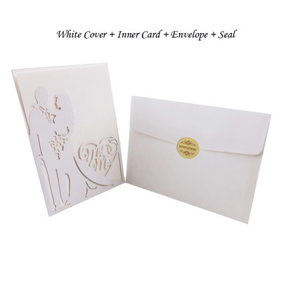 1 vnt. Elegantiškas nuotakos ir jaunikio lazeriu iškirptas vestuvių kvietimas, sveikinimo atvirukas, pritaikytas Valentino dienos vakarėlio vestuvių dekoravimui