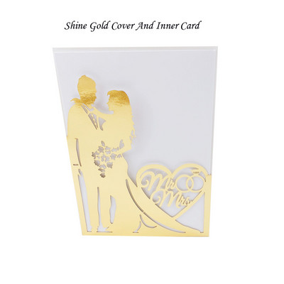 1 vnt. Elegantiškas nuotakos ir jaunikio lazeriu iškirptas vestuvių kvietimas, sveikinimo atvirukas, pritaikytas Valentino dienos vakarėlio vestuvių dekoravimui