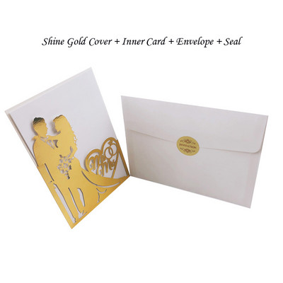 1 vnt. Elegantiškas nuotakos ir jaunikio lazeriu iškirptas vestuvių kvietimas, sveikinimo atvirukas, pritaikytas Valentino dienos vakarėlio vestuvių dekoravimui