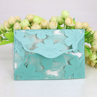 24 tükki Euroopa ažuurne loominguline pulmakutse Lily pulmakutsekaart Tipptasemel kutsega külaliste banketikaart