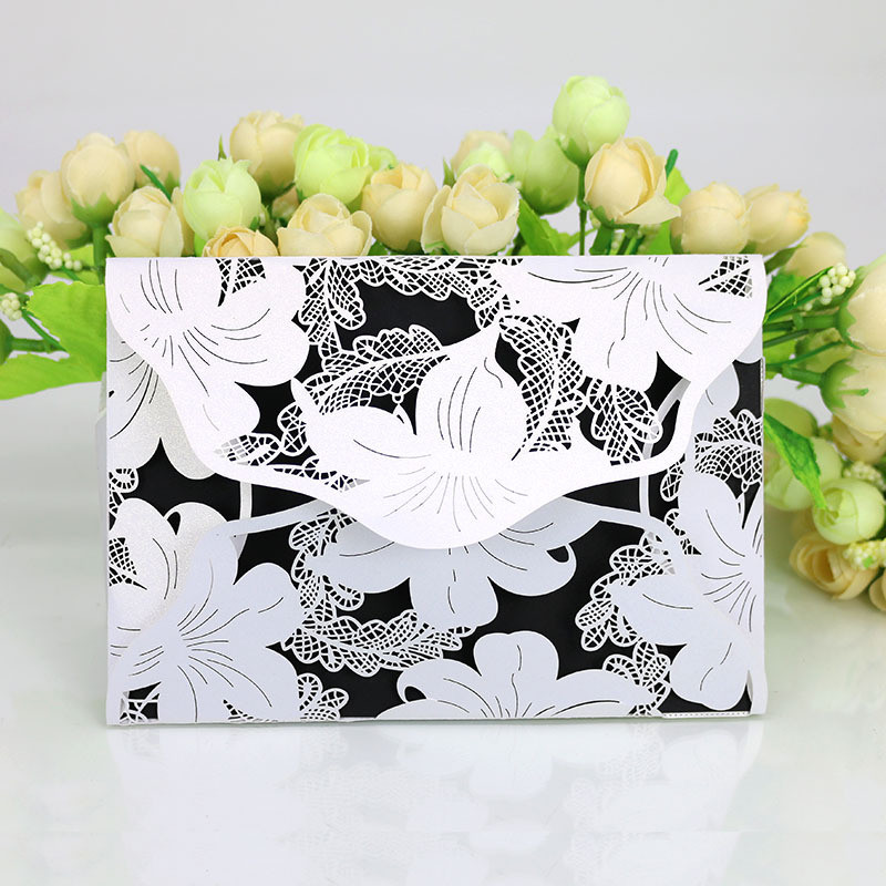 24 tükki Euroopa ažuurne loominguline pulmakutse Lily pulmakutsekaart Tipptasemel kutsega külaliste banketikaart