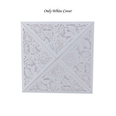 1 tk valge Euroopa ruudu õõnsate lehtedega laserlõigatud pulmakutsekaart Elegantne isikupärastatud pulmadekoratsiooni peotarbed