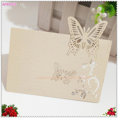 10/50/100tk 9*12cm Laua nimi Kohakaardid Pulmapidu Favor Decor Butterfly Laser Cut Design valge roosa 7Z SH075
