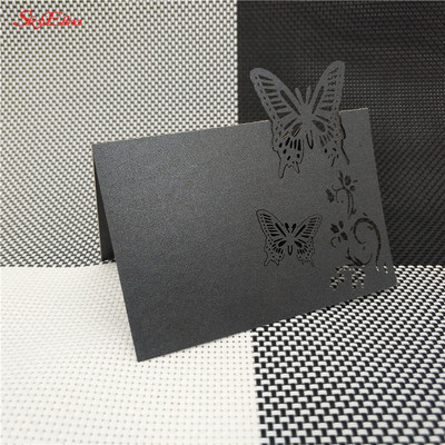 10/50/100tk 9*12cm Laua nimi Kohakaardid Pulmapidu Favor Decor Butterfly Laser Cut Design valge roosa 7Z SH075