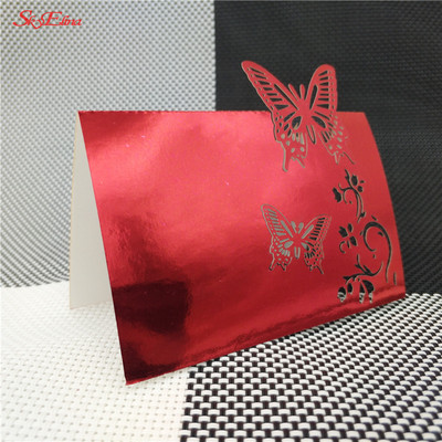 10/50/100tk 9*12cm Laua nimi Kohakaardid Pulmapidu Favor Decor Butterfly Laser Cut Design valge roosa 7Z SH075