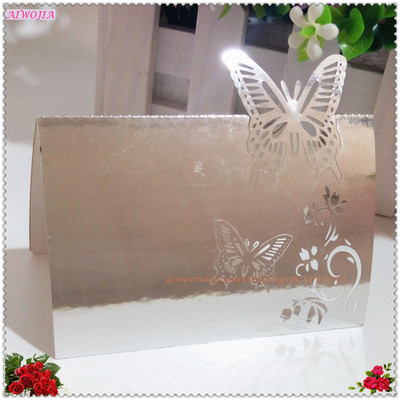 10/50/100tk 9*12cm Laua nimi Kohakaardid Pulmapidu Favor Decor Butterfly Laser Cut Design valge roosa 7Z SH075