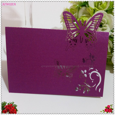10/50/100tk 9*12cm Laua nimi Kohakaardid Pulmapidu Favor Decor Butterfly Laser Cut Design valge roosa 7Z SH075