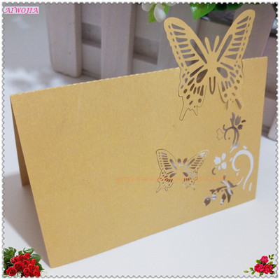 10/50/100tk 9*12cm Laua nimi Kohakaardid Pulmapidu Favor Decor Butterfly Laser Cut Design valge roosa 7Z SH075