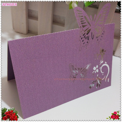 10/50/100tk 9*12cm Laua nimi Kohakaardid Pulmapidu Favor Decor Butterfly Laser Cut Design valge roosa 7Z SH075
