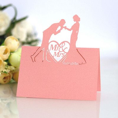 50 tk Teemant MS MRS nimi Kohakaardid Pulmakaunistus Kohandatud laua nimi Sõnum Õnnitluskaart Baby Shower Peotarbed