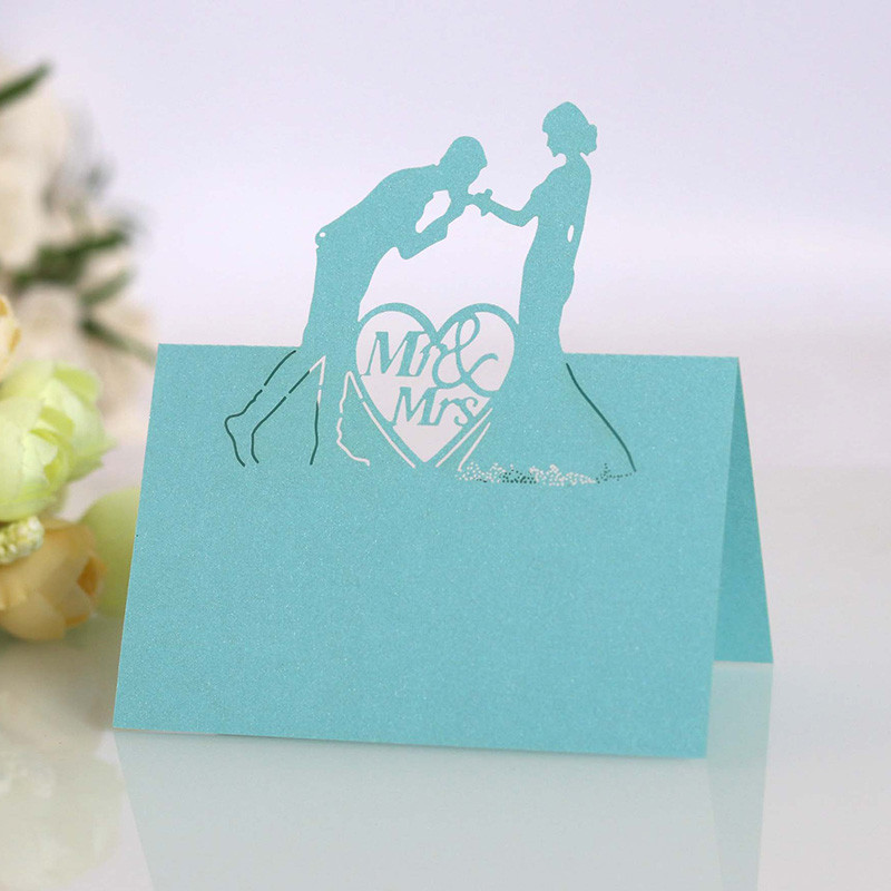 50 tk Teemant MS MRS nimi Kohakaardid Pulmakaunistus Kohandatud laua nimi Sõnum Õnnitluskaart Baby Shower Peotarbed