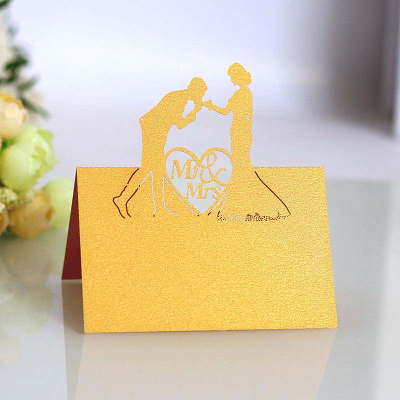 50 tk Teemant MS MRS nimi Kohakaardid Pulmakaunistus Kohandatud laua nimi Sõnum Õnnitluskaart Baby Shower Peotarbed