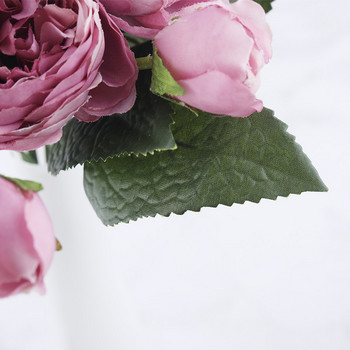 Букет от изкуствени цветя от 30 см розов копринен божур 5 големи глави и 4 пъпки Евтини фалшиви цветя за домашна сватбена декорация на закрито
