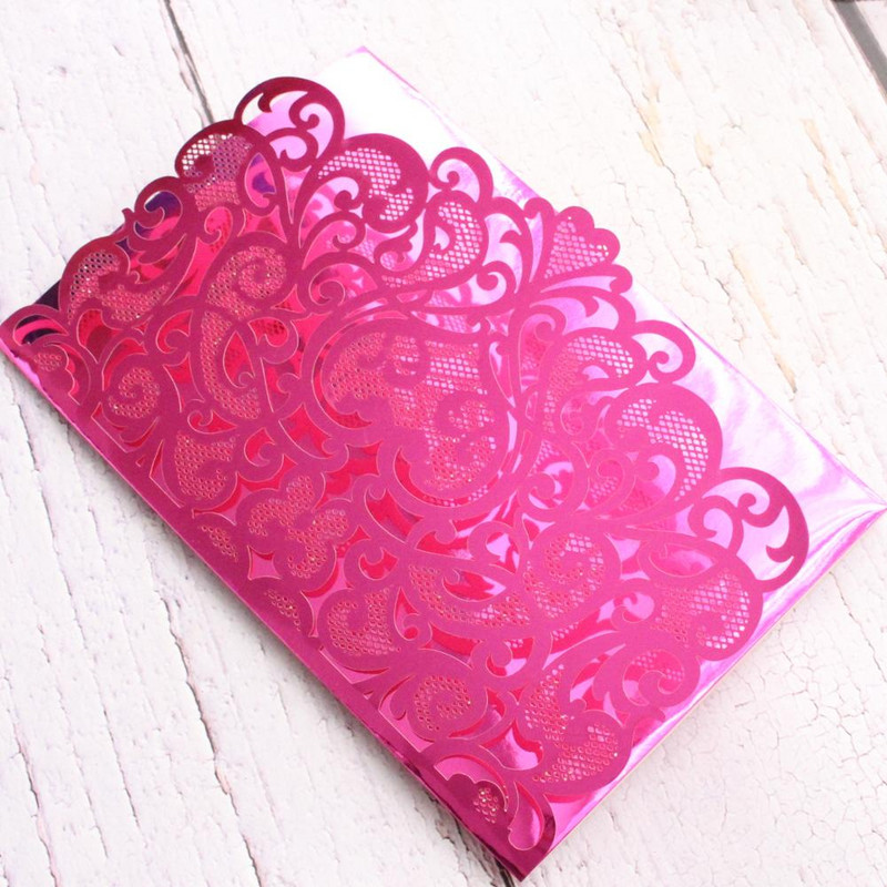 (10 τεμάχια/παρτίδα) Προσκλητήριο γάμου μαύρης τσέπης με κοπή με λέιζερ με ευχαριστήρια κάρτα Προσωπικό Τριπλό Προσκλητήριο Γενεθλίων XV IC136