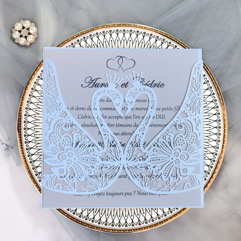 (30 τεμάχια/παρτίδα) Προσκλητήρια γάμου με χρυσό κομμένο με λέιζερ Γυαλιστερή χάρτινη κάρτα για επαγγελματικό πάρτι γενεθλίων IC130