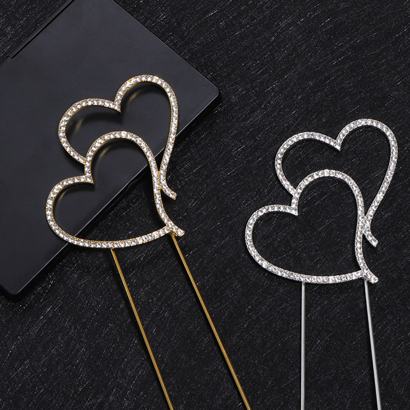 Tort cu inimă de dragoste romantică acoperit cu stras de cristal Tort argint acoperit pentru nuntă, petrecere de aniversare, consumabile pentru decorarea torturilor