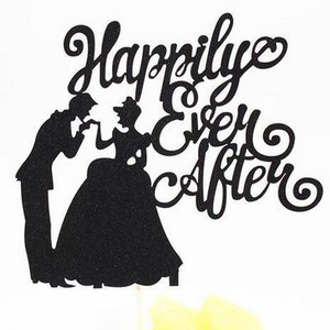 1 τμχ Happy Ever After Wedding Cake Flag Topper Πολλαπλών Χρωμάτων Bride Cake Flags for Wedding Anniversary Party Cake Baking Decor