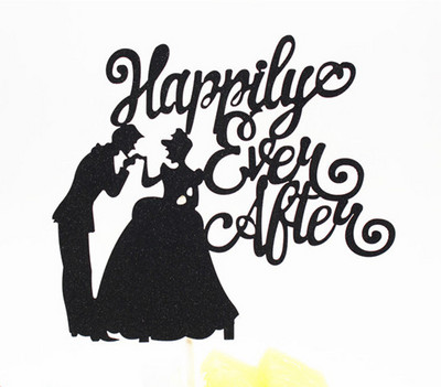 1 τμχ Happy Ever After Wedding Cake Flag Topper Πολλαπλών Χρωμάτων Bride Cake Flags for Wedding Anniversary Party Cake Baking Decor