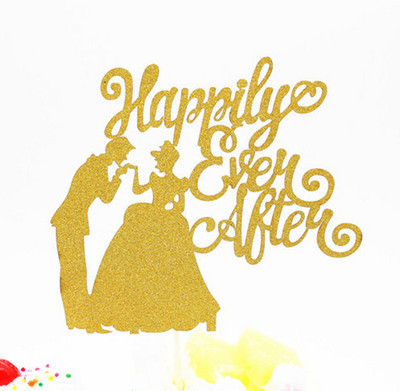 1 τμχ Happy Ever After Wedding Cake Flag Topper Πολλαπλών Χρωμάτων Bride Cake Flags for Wedding Anniversary Party Cake Baking Decor