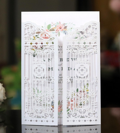 25 tk Laserlõigatud uksekujuline pulmakutsete kaart ümbrikuga Õnnitluskaardid Pulmade mariaž sünnipäevapeo teenete kaunistus