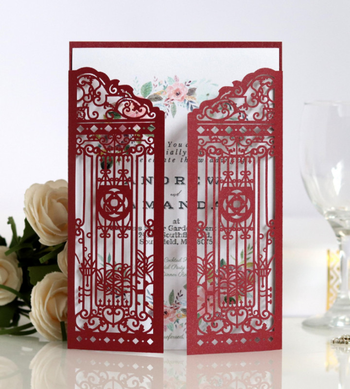 25 tk Laserlõigatud uksekujuline pulmakutsete kaart ümbrikuga Õnnitluskaardid Pulmade mariaž sünnipäevapeo teenete kaunistus