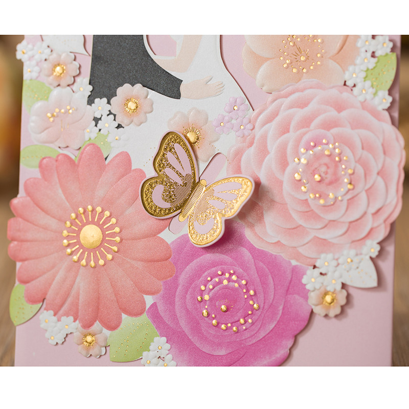 1 τμχ Κάρτα για προσκλητήρια γάμου κομμένα με λέιζερ ροζ Νύφη και γαμπρός Κομψός φάκελος για ευχετήρια κάρτα Προσαρμογή διακόσμησης γάμου