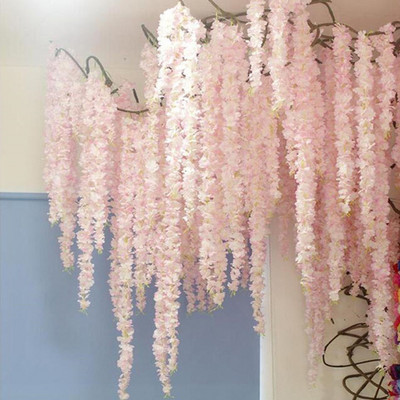 100 εκατοστά τεχνητά λουλούδια από μετάξι αμπέλου από άνθη κερασιάς Sakura για πάρτι Διακόσμηση οροφής γάμου ψεύτικη γιρλάντα αψίδα κισσός diy διακόσμηση πάρτι