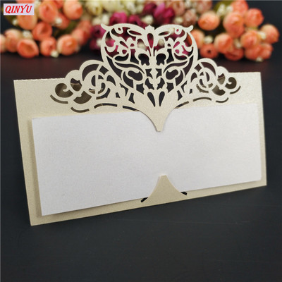 10tk Laserlõigatud südamekujuline valge pulmalaud Nimekaart Kohakaart Pulmapeo kaunistus Teenus 5zSH871-10