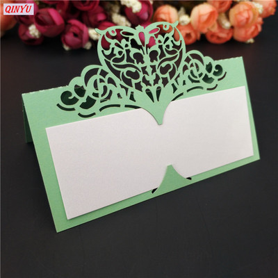 10tk Laserlõigatud südamekujuline valge pulmalaud Nimekaart Kohakaart Pulmapeo kaunistus Teenus 5zSH871-10