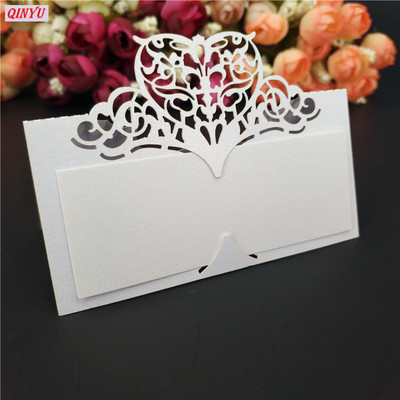 10tk Laserlõigatud südamekujuline valge pulmalaud Nimekaart Kohakaart Pulmapeo kaunistus Teenus 5zSH871-10