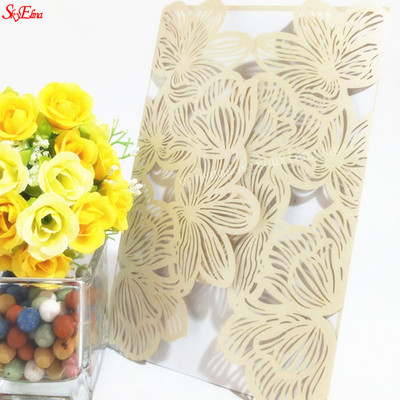 1tk roosa Valge Punane Luksuslik Flora Laser Cut Pulma Kutsed Kaart Elegantne Pulma Ümbrikud Ürituse Peo Pulmadekoratsioon 6Z