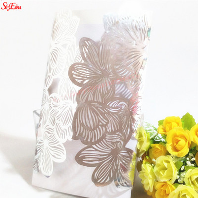 1tk roosa Valge Punane Luksuslik Flora Laser Cut Pulma Kutsed Kaart Elegantne Pulma Ümbrikud Ürituse Peo Pulmadekoratsioon 6Z