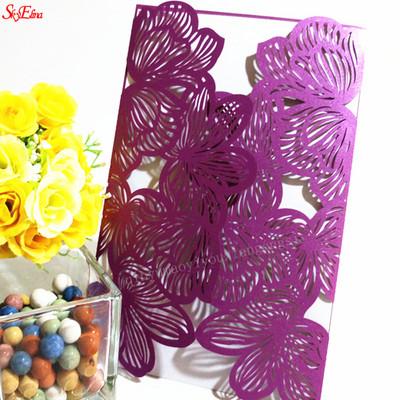 1tk roosa Valge Punane Luksuslik Flora Laser Cut Pulma Kutsed Kaart Elegantne Pulma Ümbrikud Ürituse Peo Pulmadekoratsioon 6Z