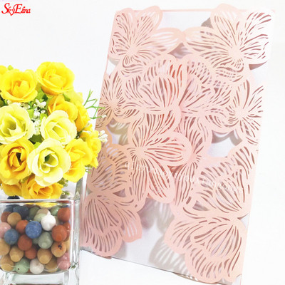 1tk roosa Valge Punane Luksuslik Flora Laser Cut Pulma Kutsed Kaart Elegantne Pulma Ümbrikud Ürituse Peo Pulmadekoratsioon 6Z