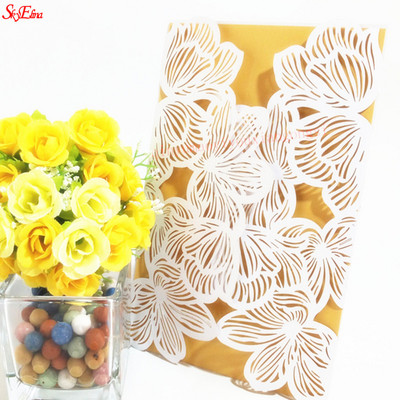 1tk roosa Valge Punane Luksuslik Flora Laser Cut Pulma Kutsed Kaart Elegantne Pulma Ümbrikud Ürituse Peo Pulmadekoratsioon 6Z