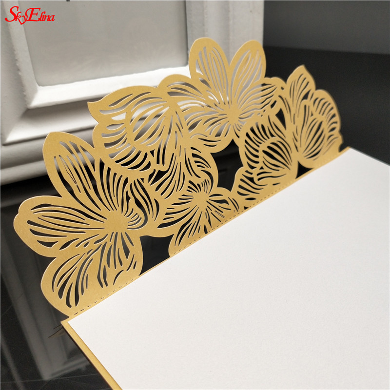1tk roosa Valge Punane Luksuslik Flora Laser Cut Pulma Kutsed Kaart Elegantne Pulma Ümbrikud Ürituse Peo Pulmadekoratsioon 6Z