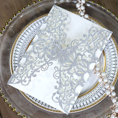 10 kom/lot Prilagođena svjetlucava čestitka u boji Pozivnica za vjenčanje Prazna unutarnja stranica Čestitke za vjenčanje Čestitka s leptirom