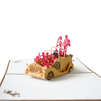 10 пакета 3D сватбени коли Изскачащи картички Сватбени покани Годишнина Подаръчна карта за съпругата й Поздравителни картички Денят на Авлентин