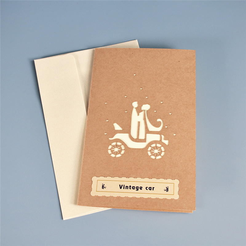 10 pakki 3D pulmaauto hüpikaknaid Pulmakutsed aastapäeva kinkekaart tema naisele Õnnitluskaardid Avlentines Day