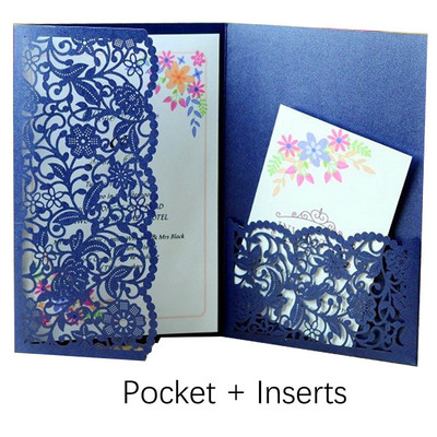 10 tk viinapuu lilledega laserlõigatud pulmakutsed kaardid pruudileitsu koos RSVP-ga pitsist taskuvibudega Kutsete kaardipeo sisekujundus